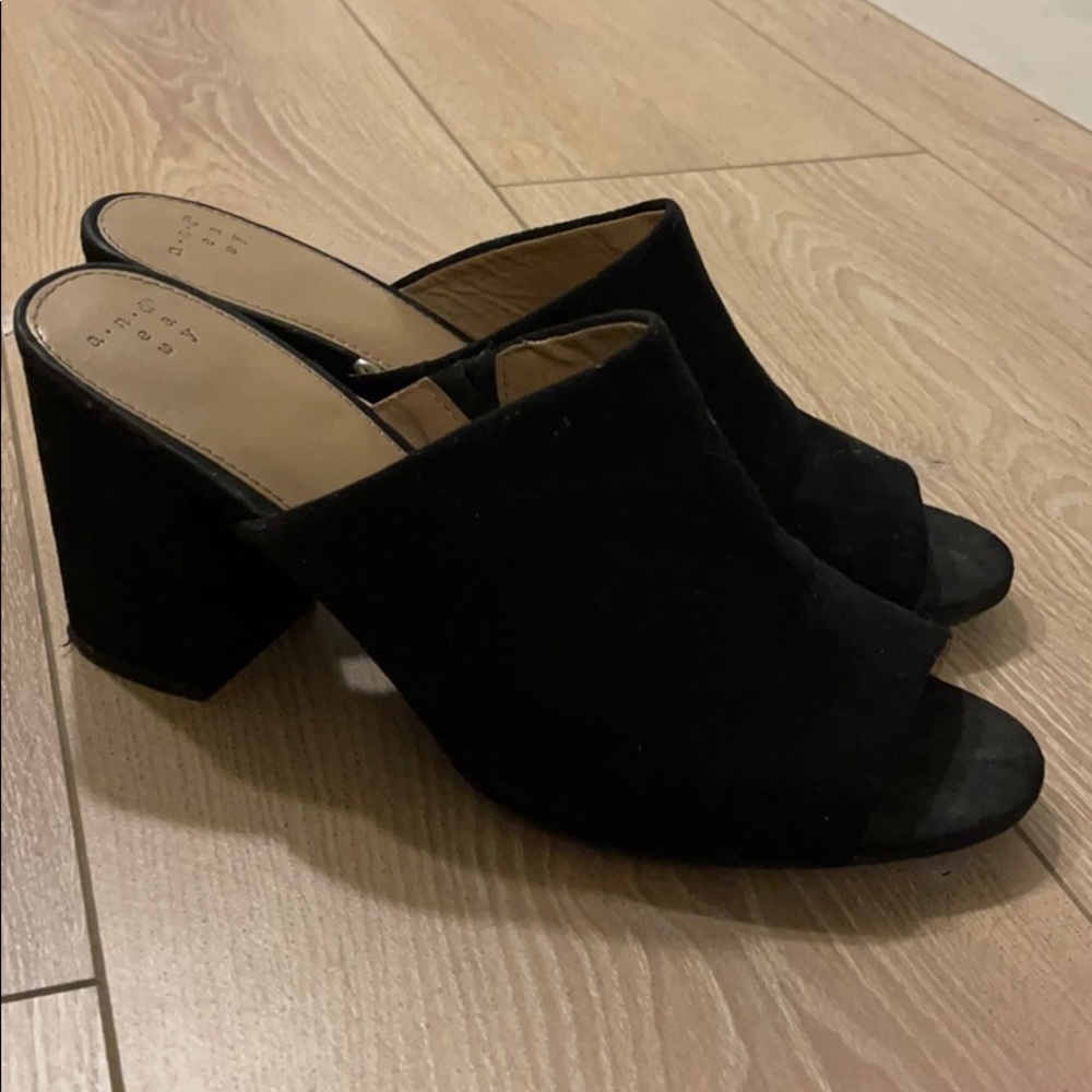 TARGET black suede block heels